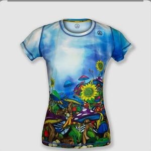 RARE! INKnBURN Vibrant Blue Fungi Tech Shirt